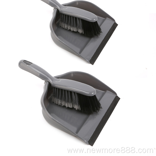 Plastic Brush and Dustpan Set with Rubber Edge